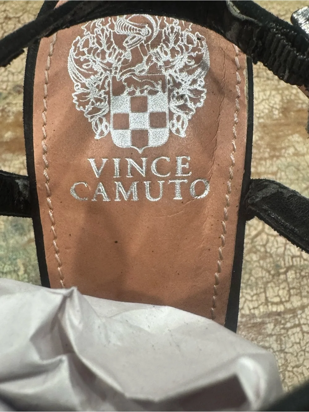 Black VINCE CAMUTO Floral Embellished Women’s Heels